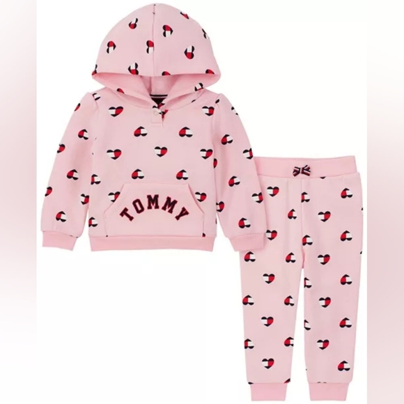 Tommy Hilfiger Toddler Little Big Girls Heart Flag Print Plush Robe Red Size 2t 3t